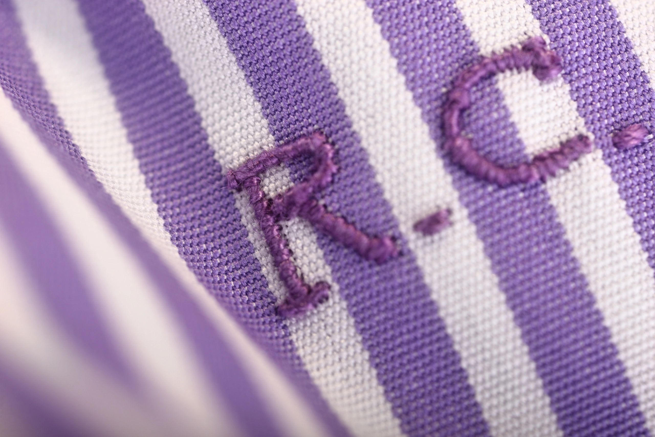 Close-up of custom embroidery on apparel